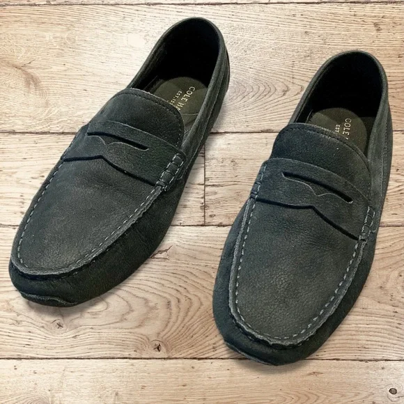 Cole Haan Leather Navy Blue Driving Mocs Penny Loafers Size Women’s 9.5 - Picture 2 of 8